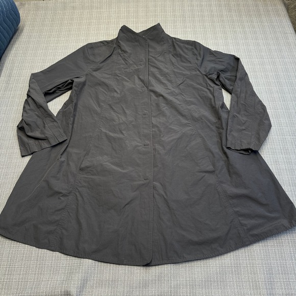 Eileen Fisher Jackets & Blazers - Eileen Fisher Windbreaker size Large Nylon Snap Jacket Dark Grey Packable Travel